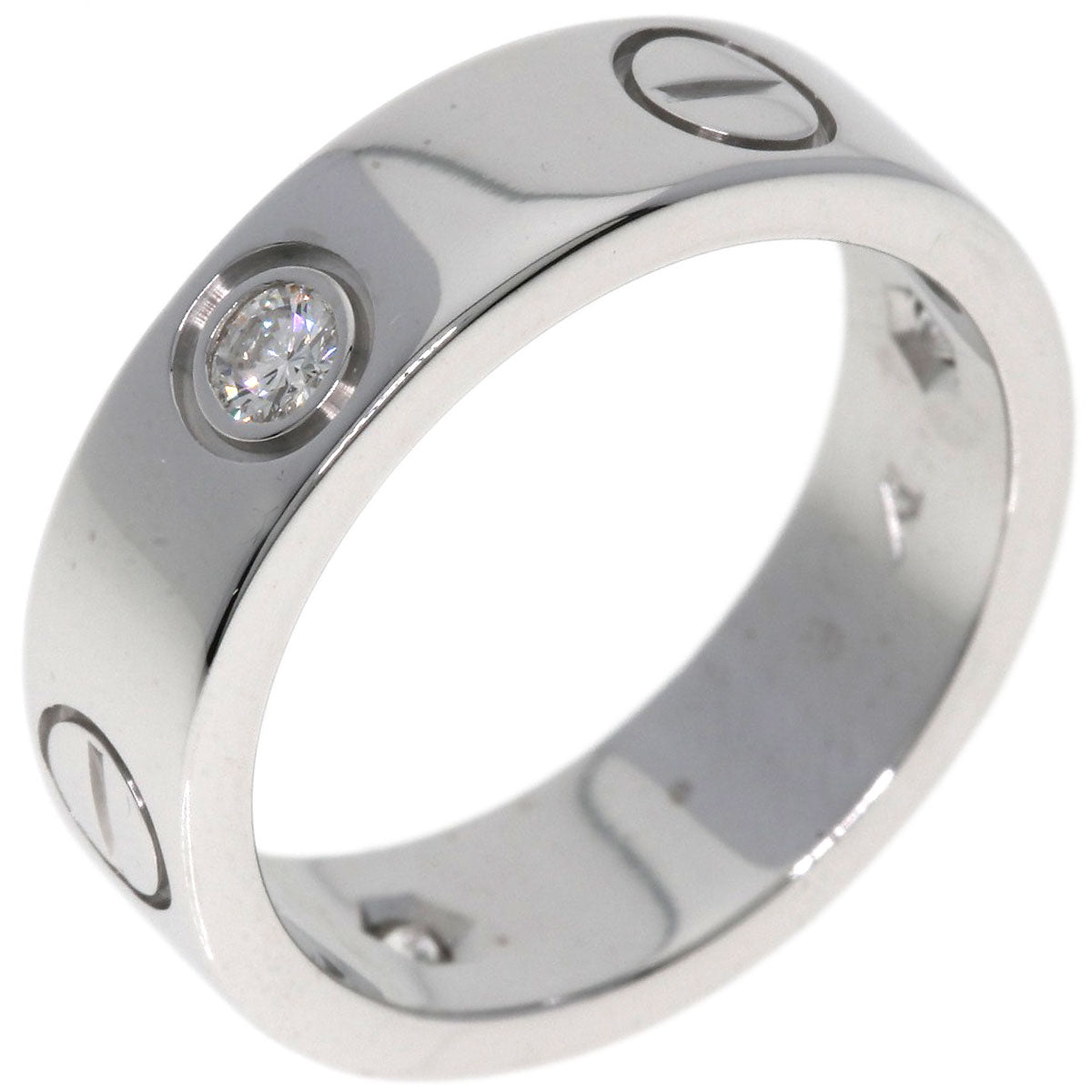 CARTIER love ring half diamond # 50 Ring K18 White Gold Ladies [Used]