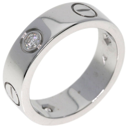 CARTIER love ring half diamond # 50 Ring K18 White Gold Ladies [Used]