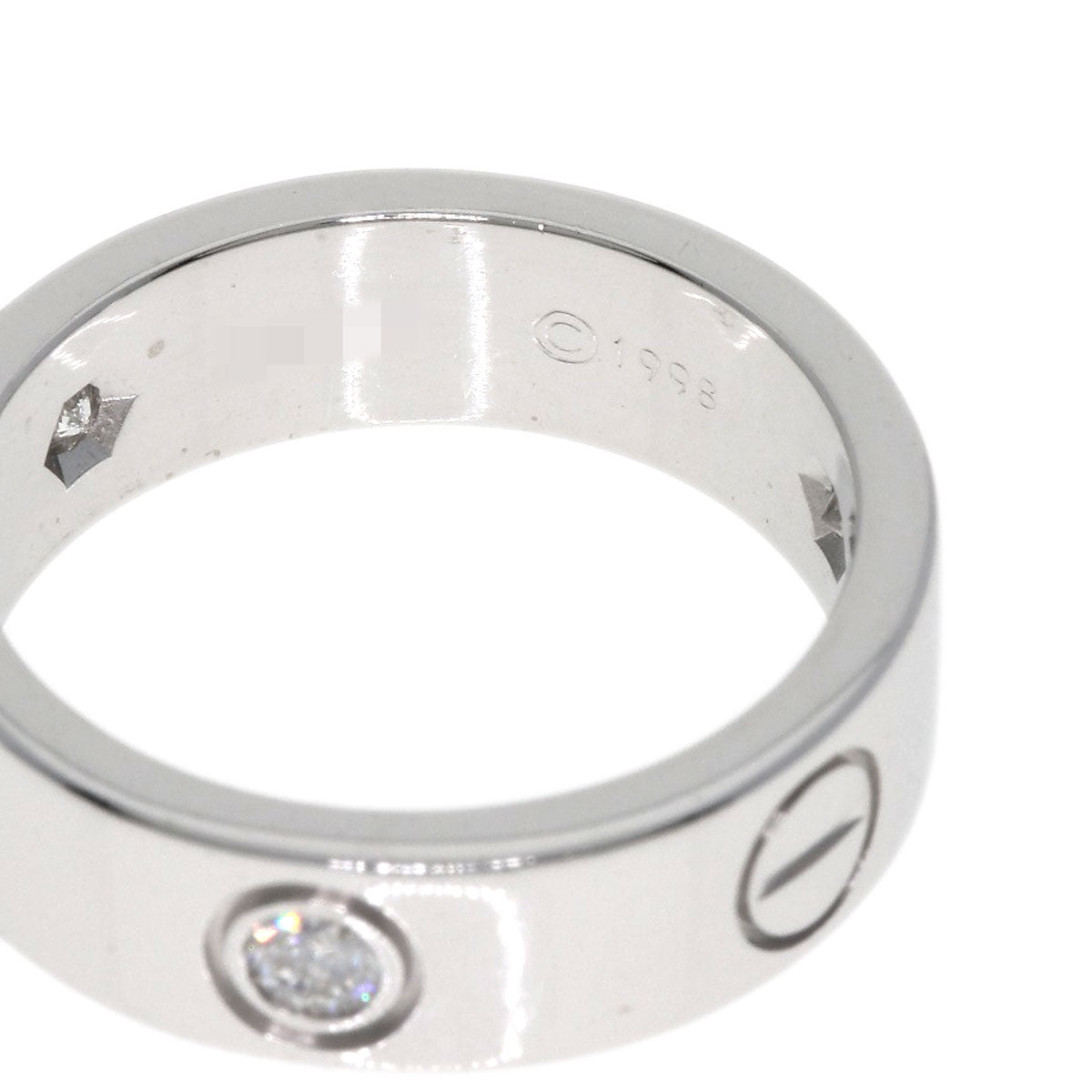 CARTIER love ring half diamond # 50 Ring K18 White Gold Ladies [Used]