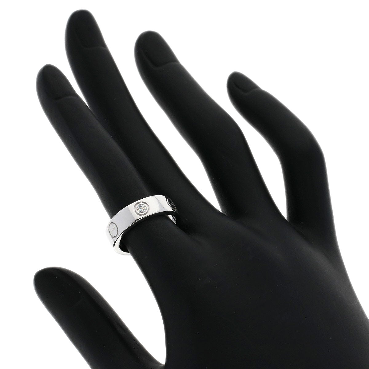 CARTIER love ring half diamond # 50 Ring K18 White Gold Ladies [Used]