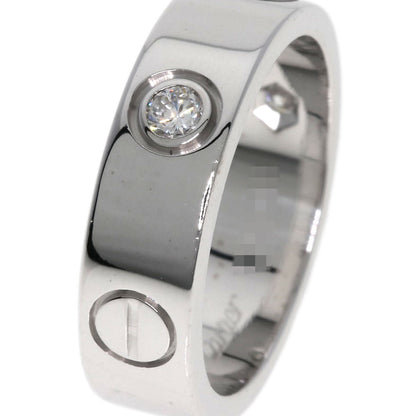 CARTIER love ring half diamond # 50 Ring K18 White Gold Ladies [Used]