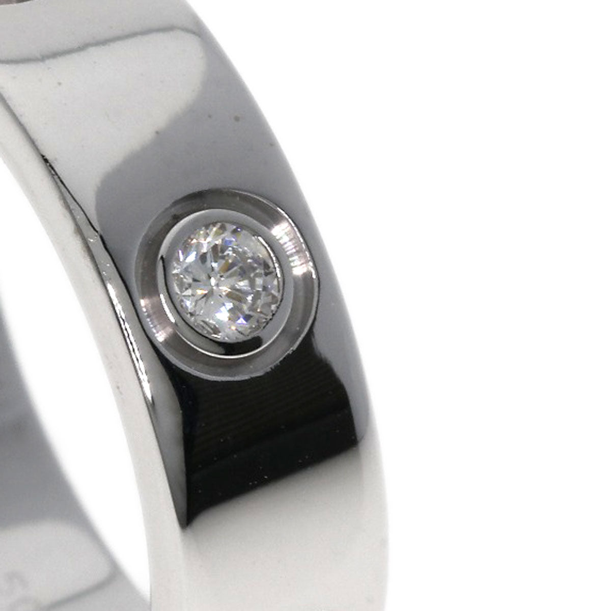 CARTIER love ring half diamond # 50 Ring K18 White Gold Ladies [Used]