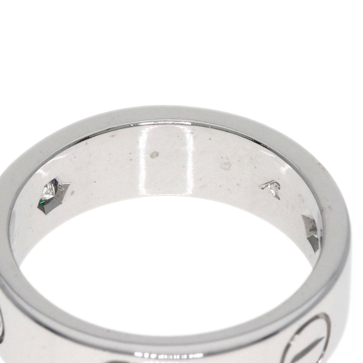 CARTIER love ring half diamond # 50 Ring K18 White Gold Ladies [Used]