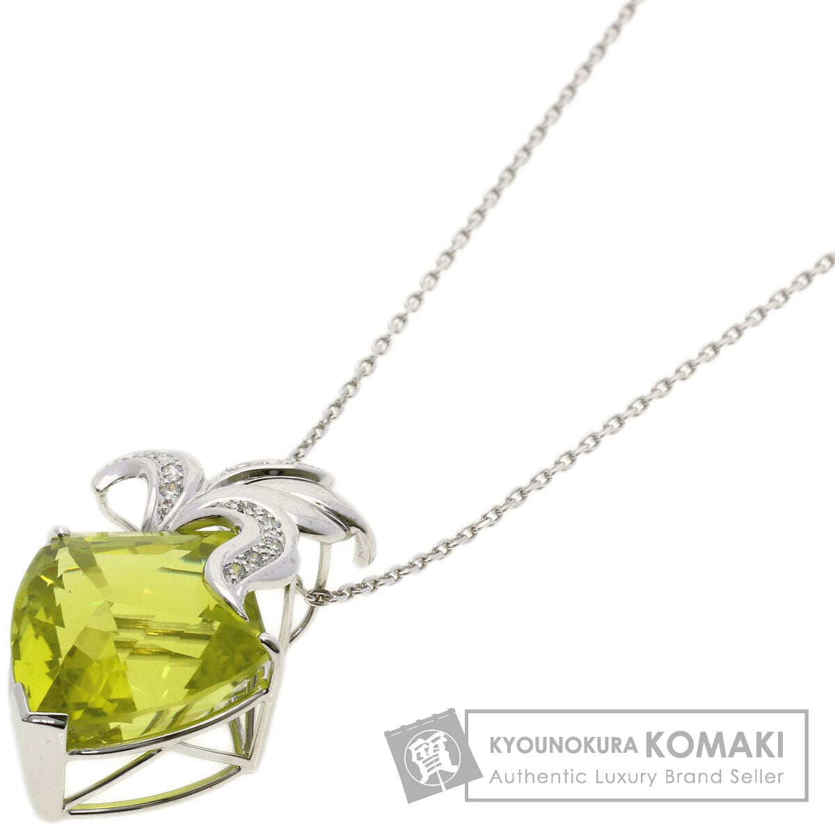 31.21ct Quartz Diamond Necklace K18 White Gold 18.2g　Ladies