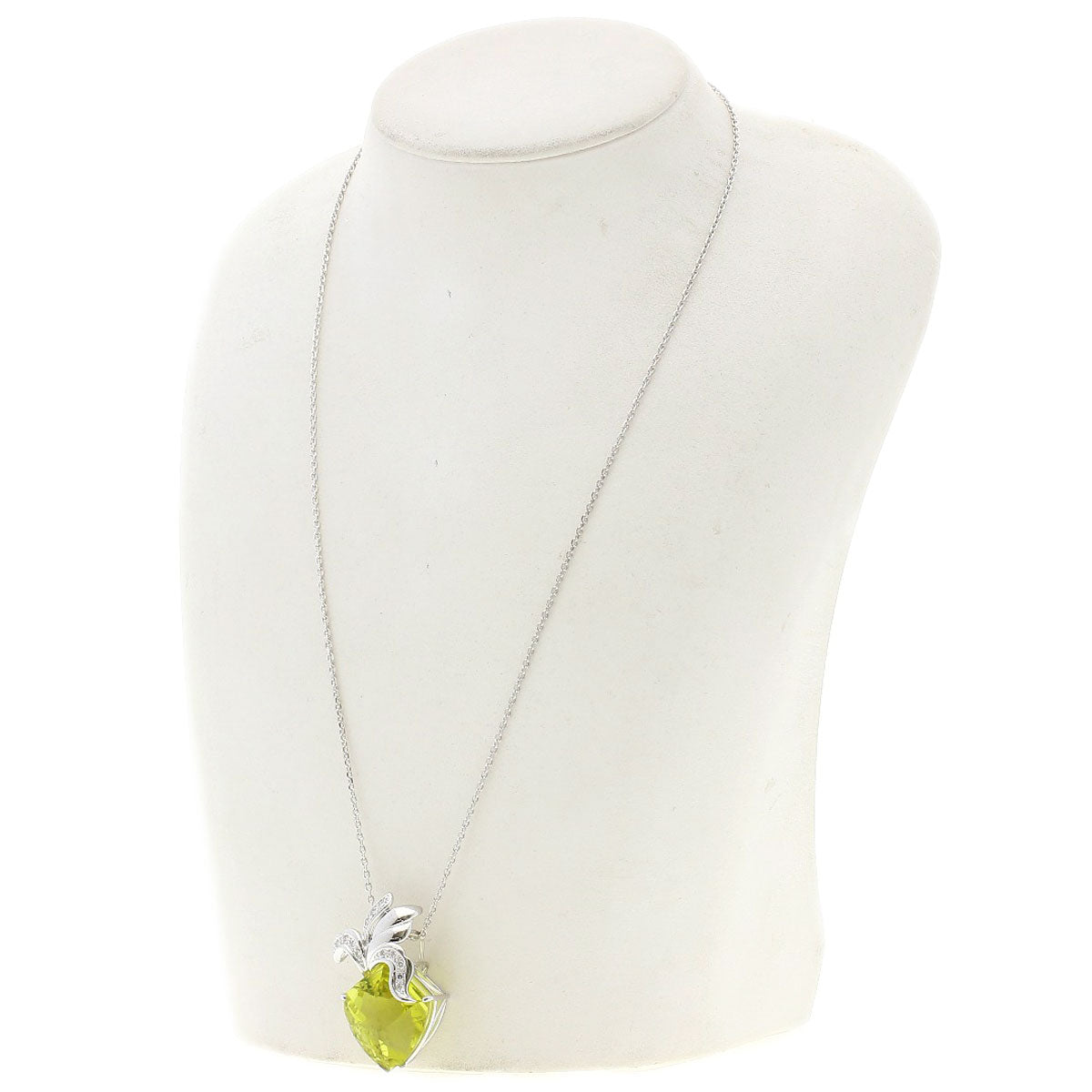 31.21ct Quartz Diamond Necklace K18 White Gold 18.2g　Ladies