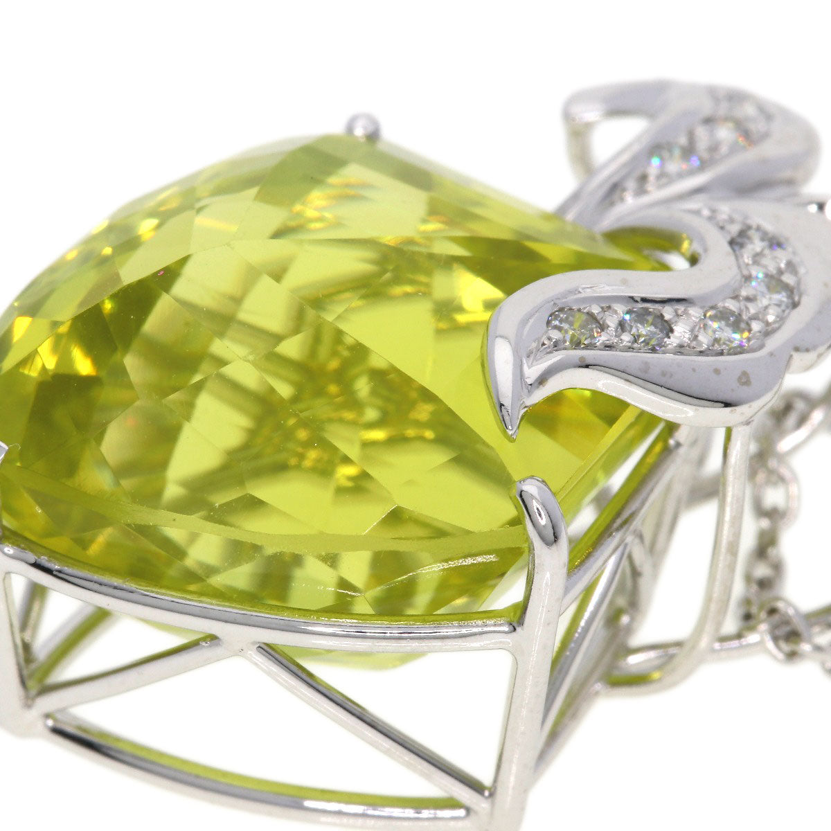 31.21ct Quartz Diamond Necklace K18 White Gold 18.2g　Ladies