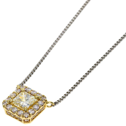 1.009ct Diamond Necklace Platinum PT850 18K Yellow Gold 6.8g　Ladies
