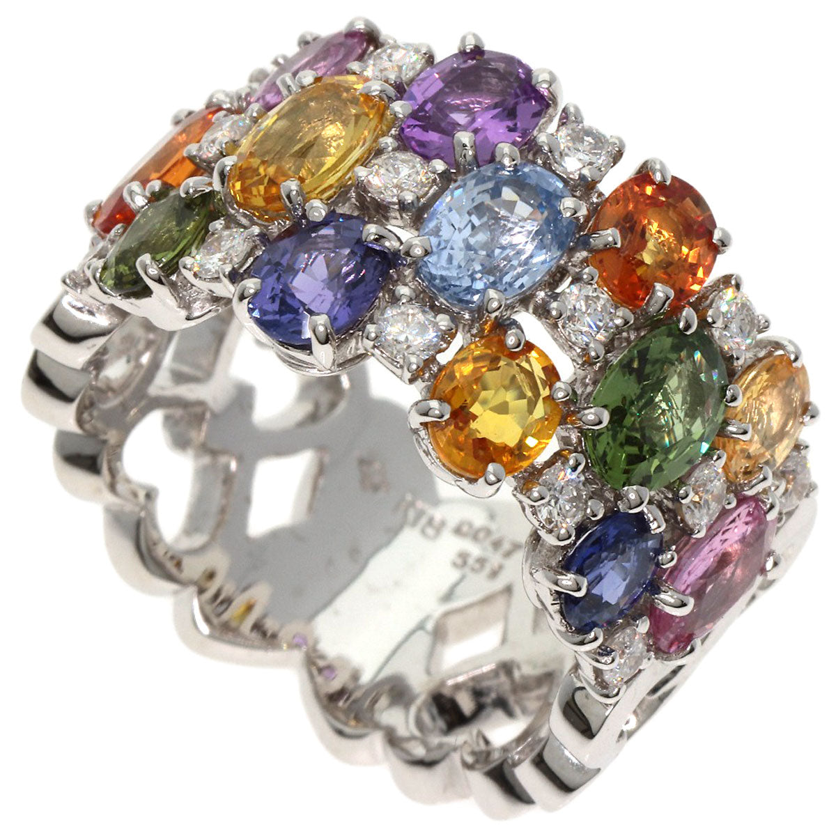 5.51ct Sapphire Diamond Ring K18 White Gold  12.7g　Ladies