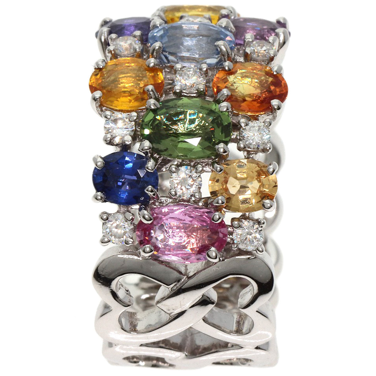 5.51ct Sapphire Diamond Ring K18 White Gold  12.7g　Ladies