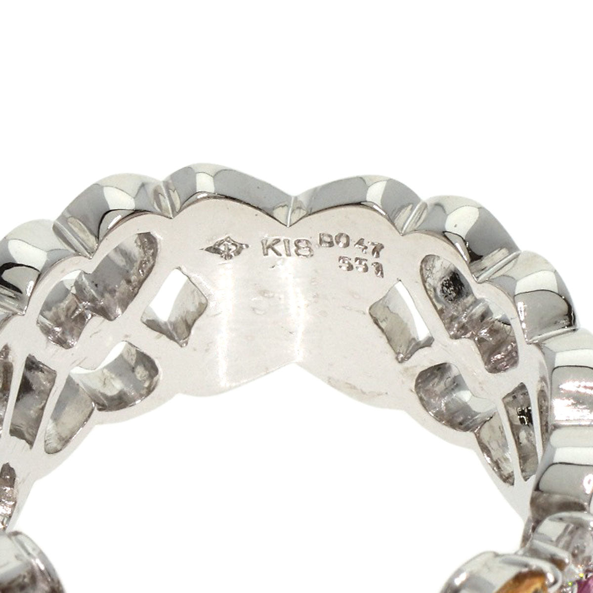 5.51ct Sapphire Diamond Ring K18 White Gold  12.7g　Ladies