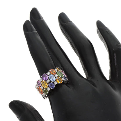 5.51ct Sapphire Diamond Ring K18 White Gold  12.7g　Ladies