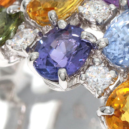 5.51ct Sapphire Diamond Ring K18 White Gold  12.7g　Ladies