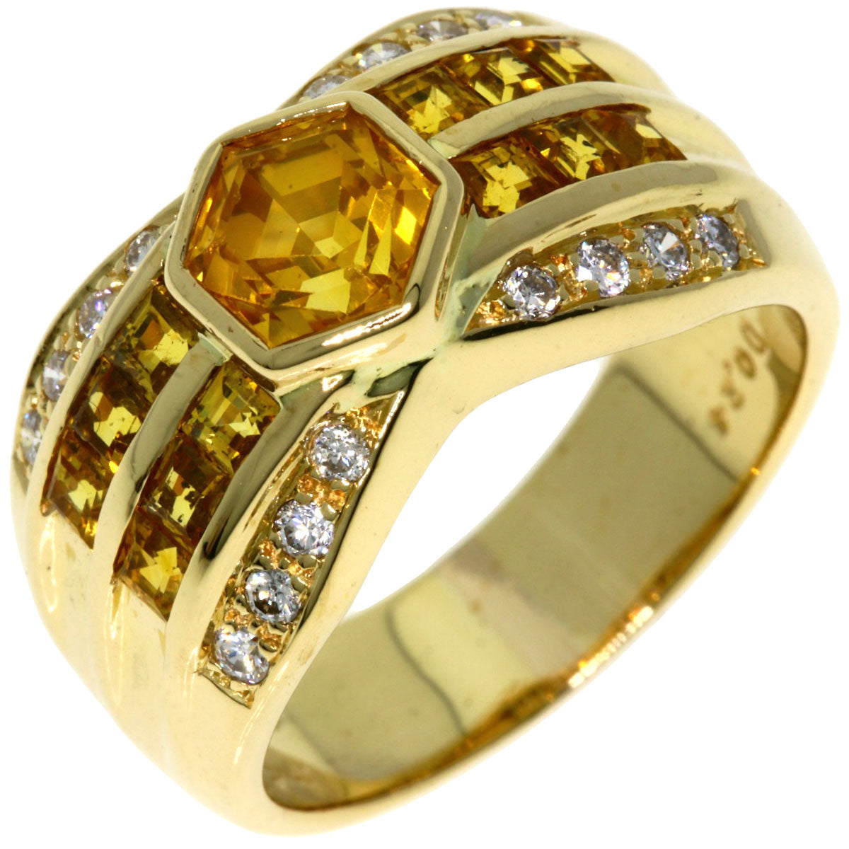 Jeunet Yellow sapphire Diamond Ring K18 Yellow Gold Ladies [Used]