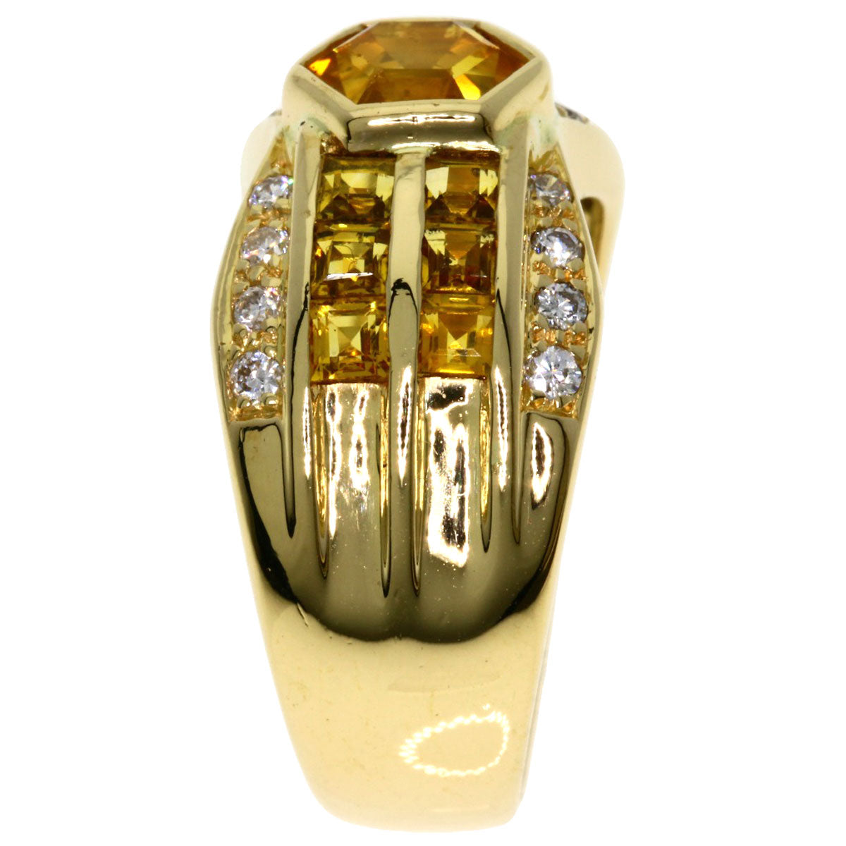 Jeunet Yellow sapphire Diamond Ring K18 Yellow Gold Ladies [Used]