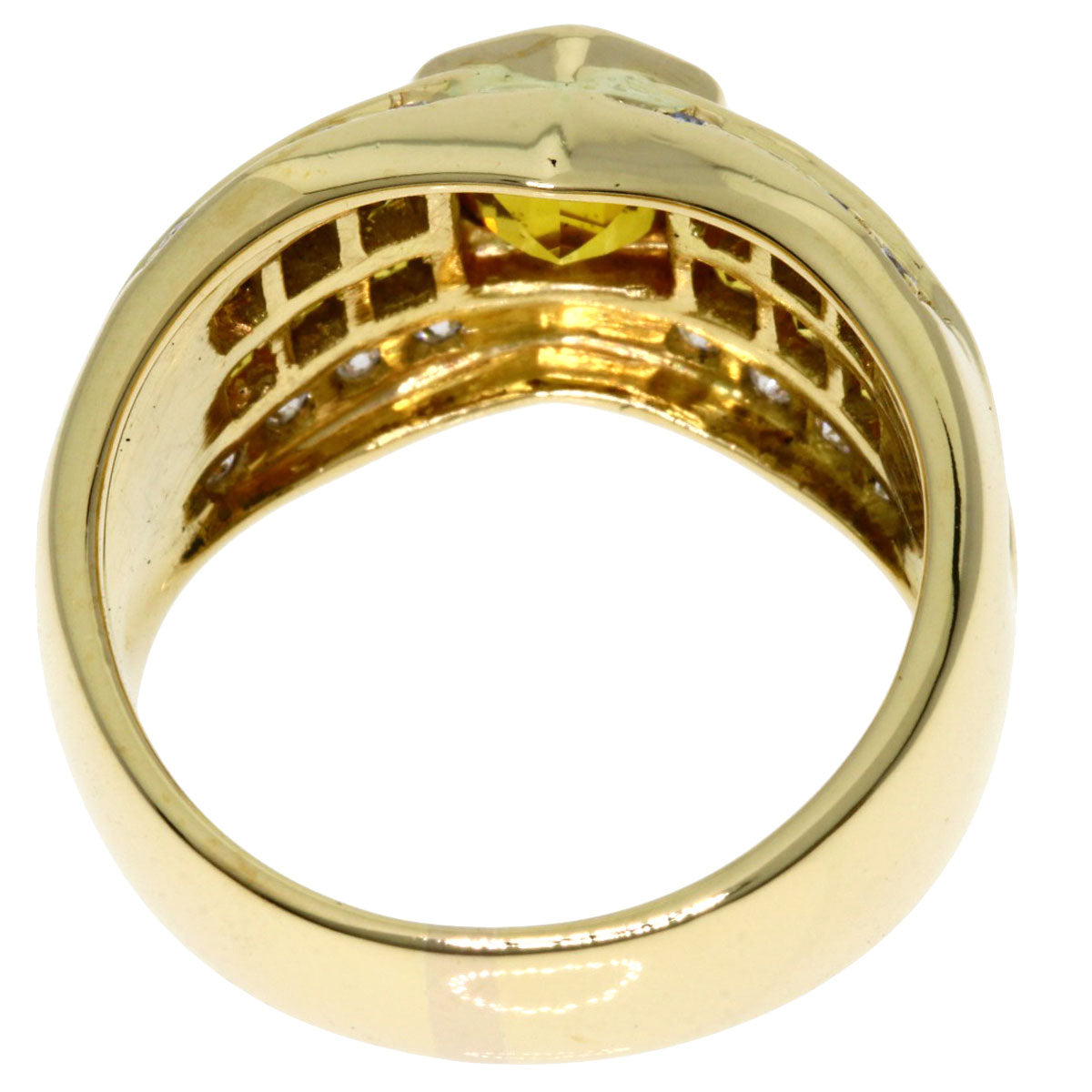 Jeunet Yellow sapphire Diamond Ring K18 Yellow Gold Ladies [Used]