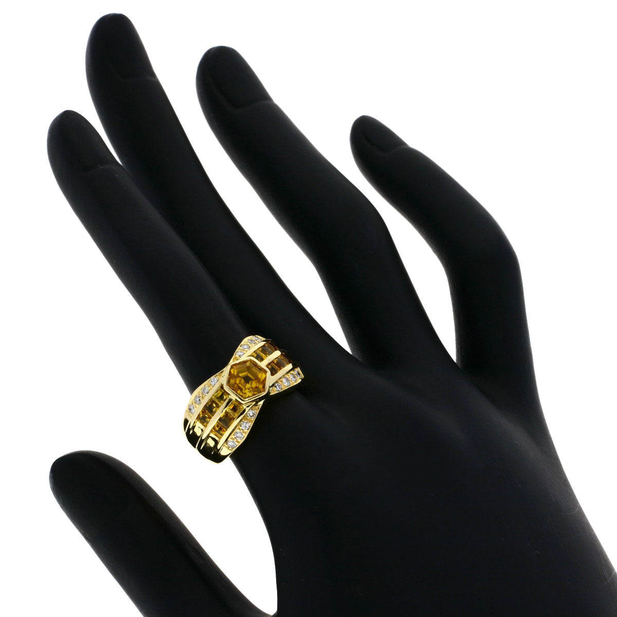 Jeunet Yellow sapphire Diamond Ring K18 Yellow Gold Ladies [Used]