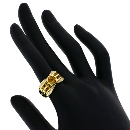 Jeunet Yellow sapphire Diamond Ring K18 Yellow Gold Ladies [Used]