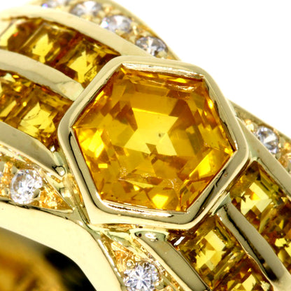 Jeunet Yellow sapphire Diamond Ring K18 Yellow Gold Ladies [Used]