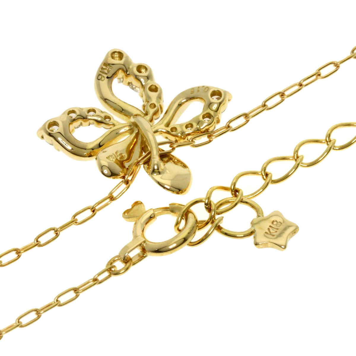 STAR JEWELRY Diamond Necklace K18 Yellow Gold Ladies [Used]