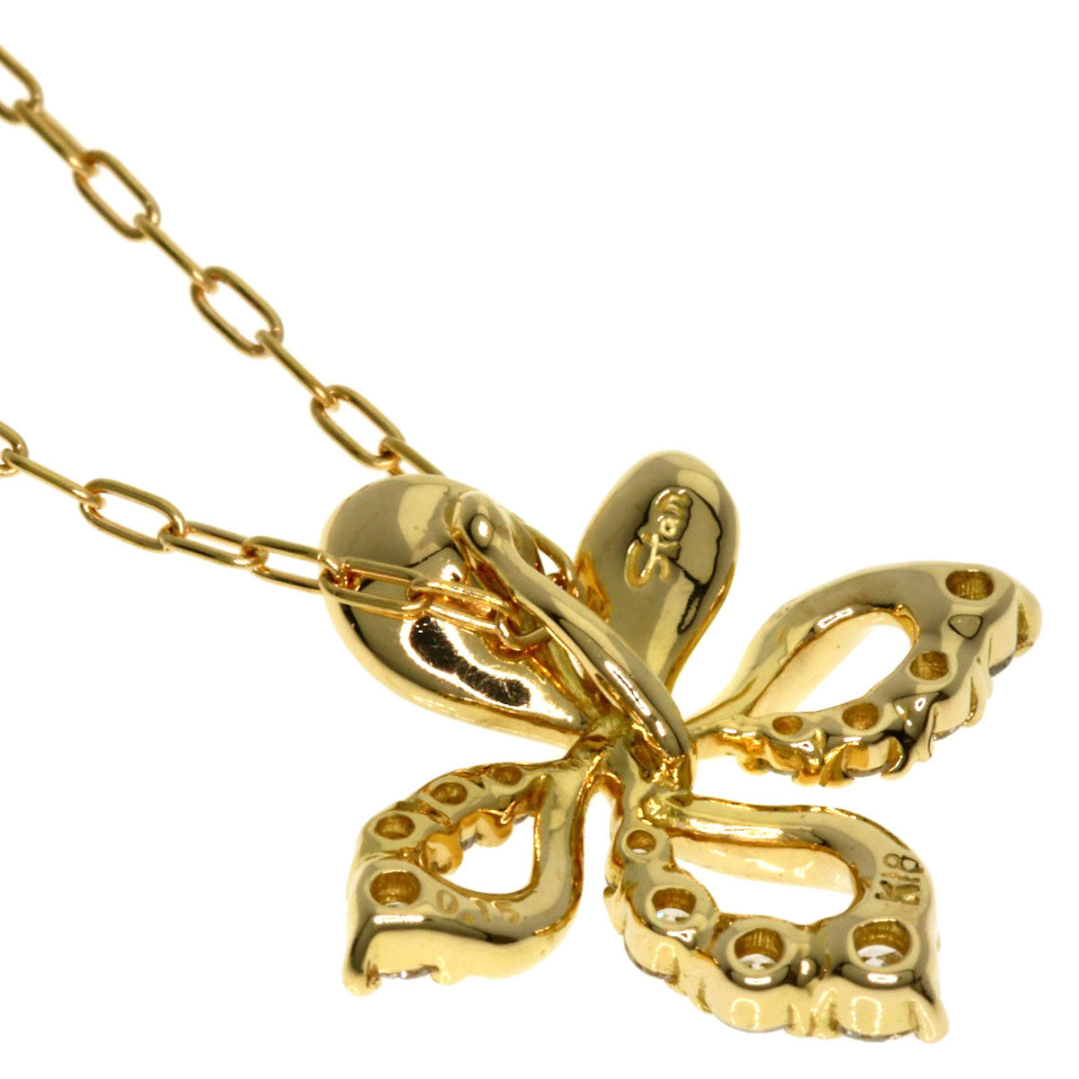 STAR JEWELRY Diamond Necklace K18 Yellow Gold Ladies [Used]