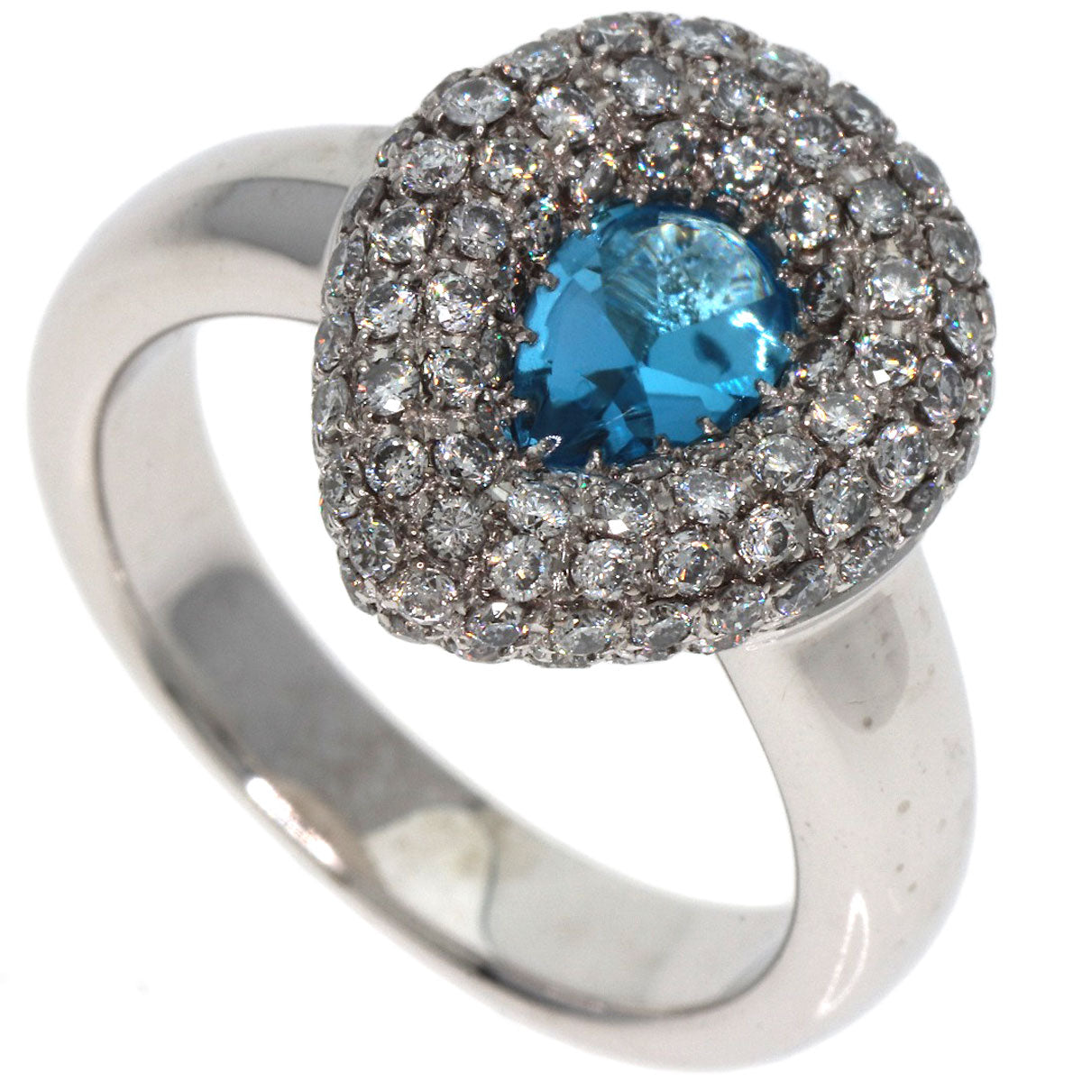 0.67ct Blue Topaz Diamond Ring K18 White Gold 9.8g　Ladies