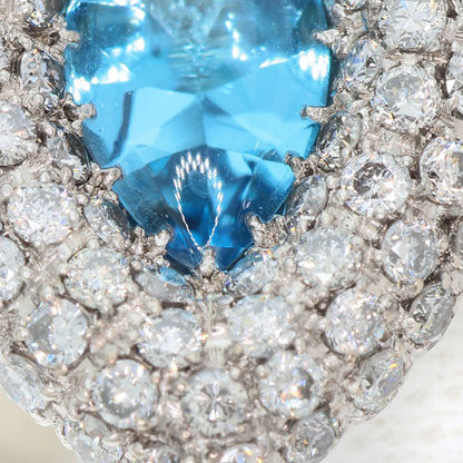 0.67ct Blue Topaz Diamond Ring K18 White Gold 9.8g　Ladies