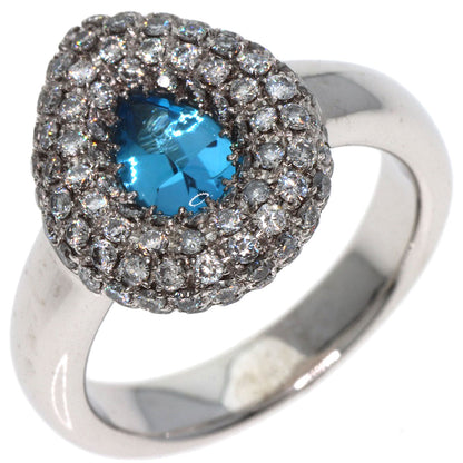 0.67ct Blue Topaz Diamond Ring K18 White Gold 9.8g　Ladies
