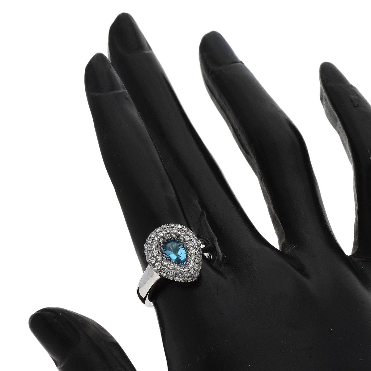 0.67ct Blue Topaz Diamond Ring K18 White Gold 9.8g　Ladies