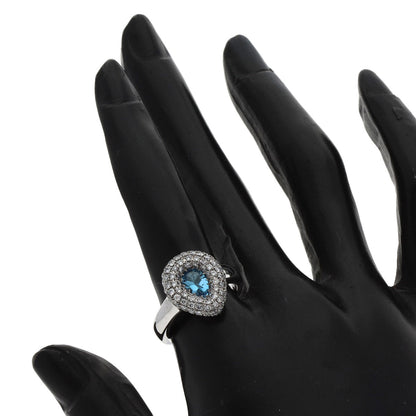 0.67ct Blue Topaz Diamond Ring K18 White Gold 9.8g　Ladies