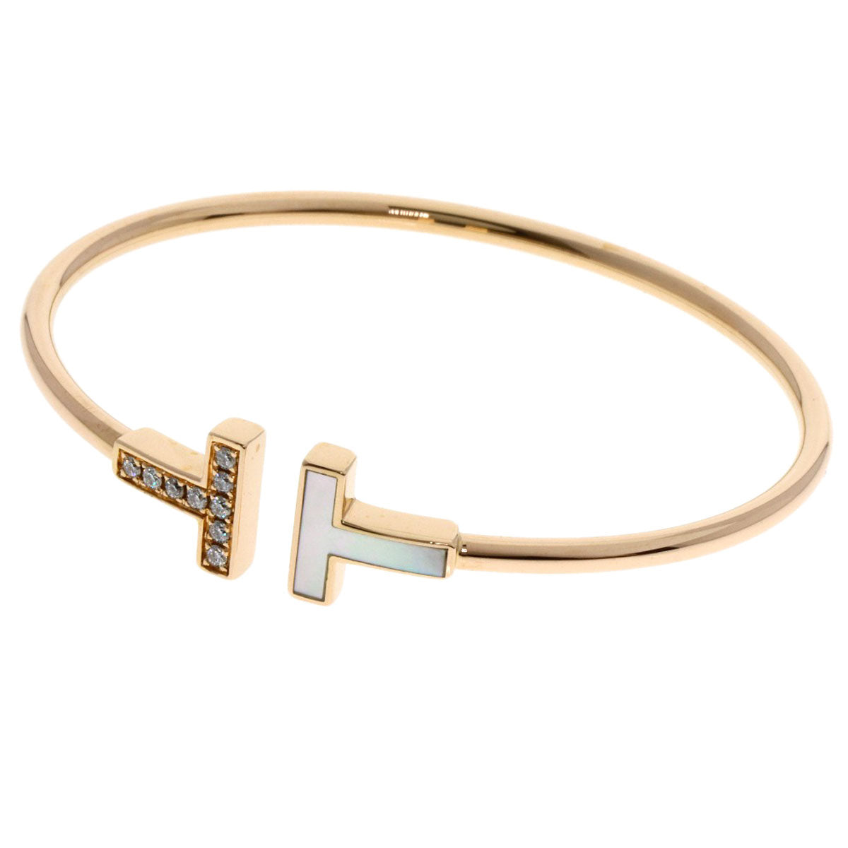 TIFFANY&Co. TWire Mother of Pearl Diamond Bracelet K18 Yellow Gold Ladies [Used]