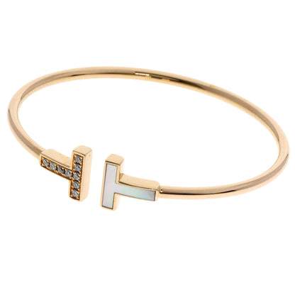 TIFFANY&Co. TWire Mother of Pearl Diamond Bracelet K18 Yellow Gold Ladies [Used]
