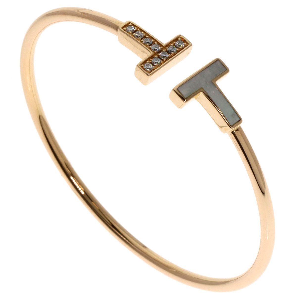 TIFFANY&Co. TWire Mother of Pearl Diamond Bracelet K18 Yellow Gold Ladies [Used]