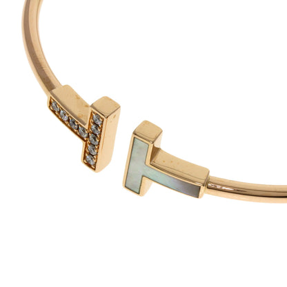 TIFFANY&Co. TWire Mother of Pearl Diamond Bracelet K18 Yellow Gold Ladies [Used]
