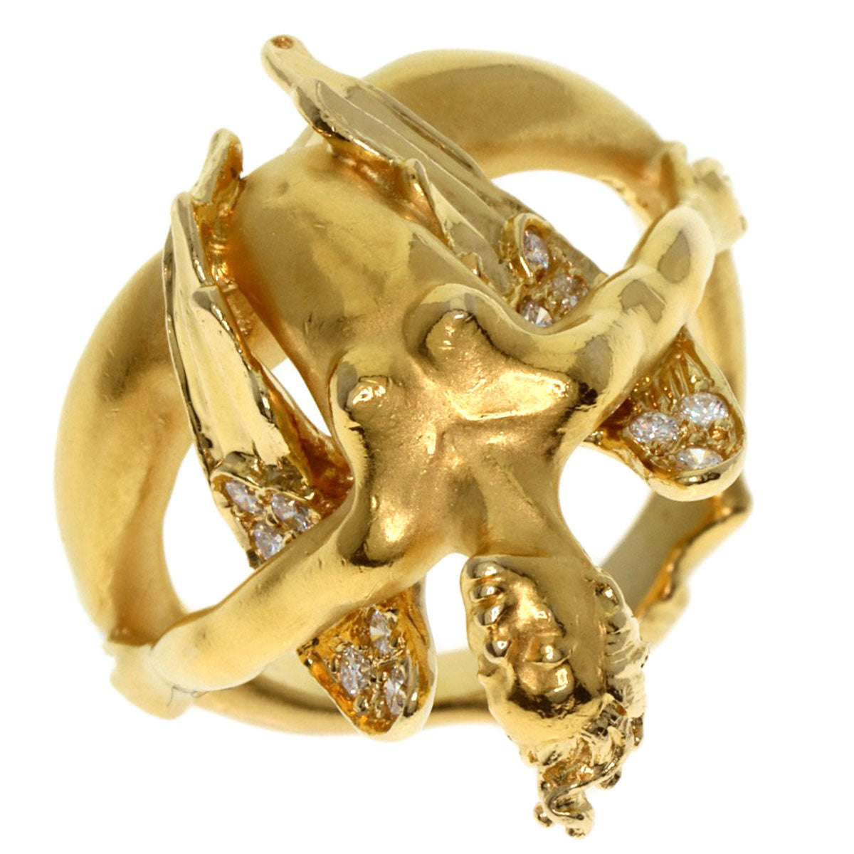 Carrera y Carrera Angel motif Diamond Ring K18 Yellow Gold Ladies [Used]