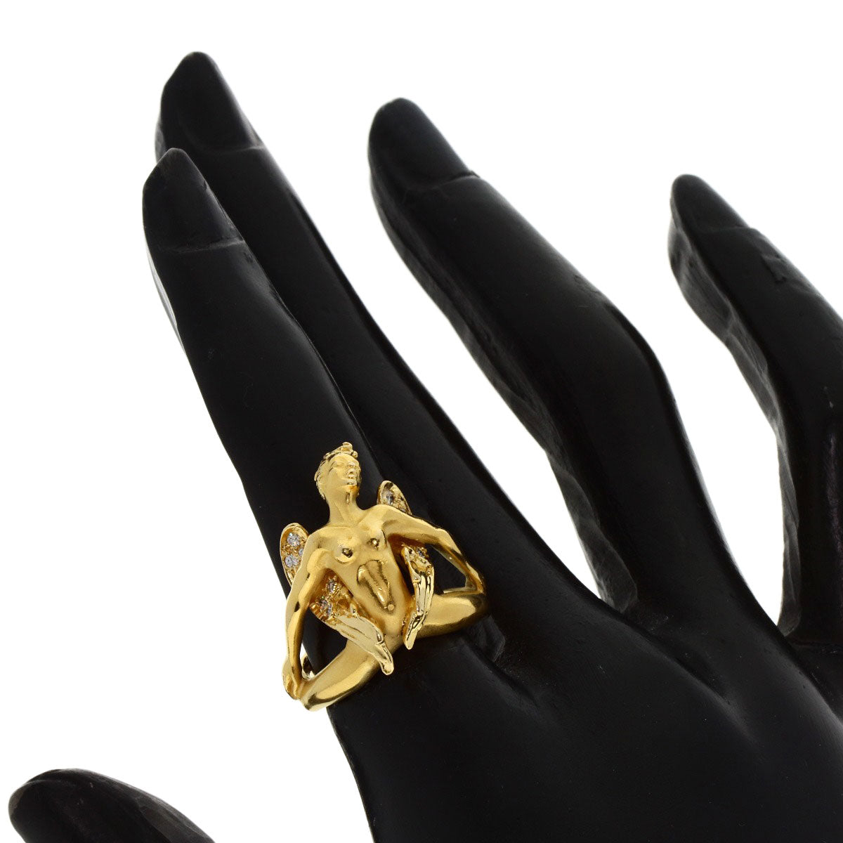 Carrera y Carrera Angel motif Diamond Ring K18 Yellow Gold Ladies [Used]