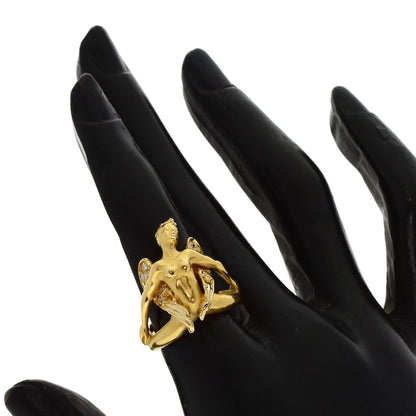 Carrera y Carrera Angel motif Diamond Ring K18 Yellow Gold Ladies [Used]