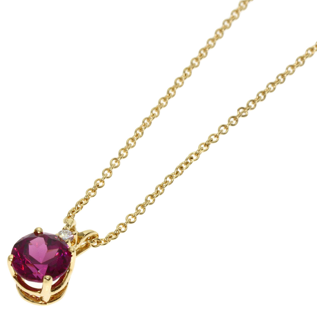 TIFFANY&Co. Garnet Diamond Necklace K18 Yellow Gold Ladies [Used]