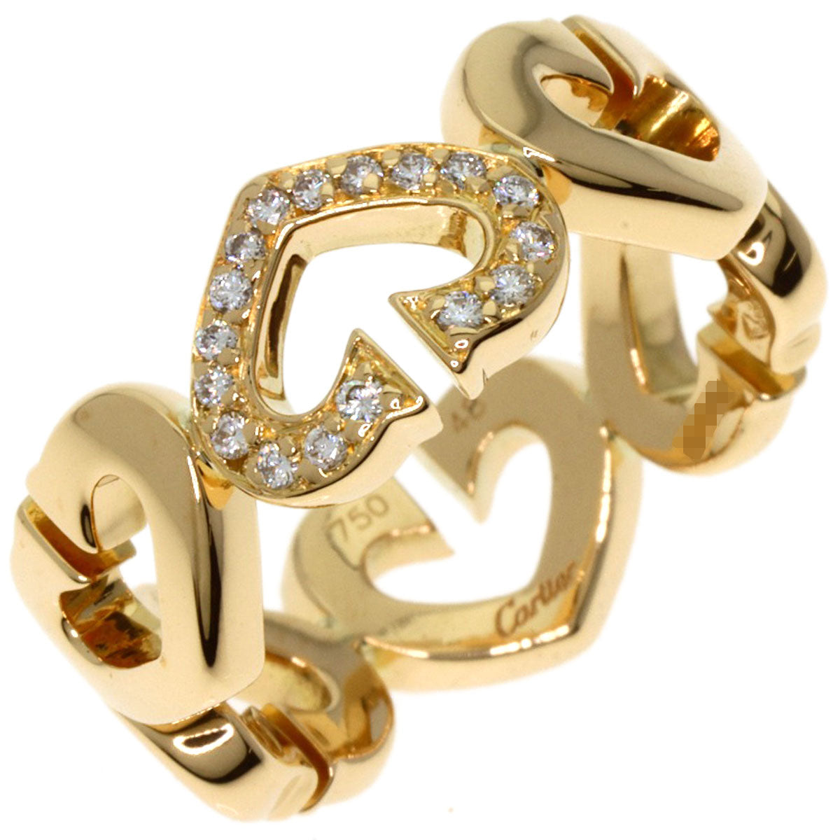 CARTIER C Heart Diamond # 48 Ring K18 Yellow Gold Ladies [Used]