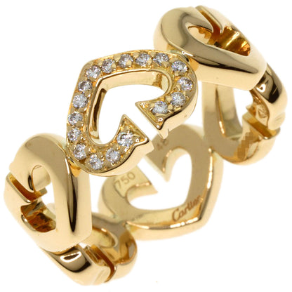 CARTIER C Heart Diamond # 48 Ring K18 Yellow Gold Ladies [Used]