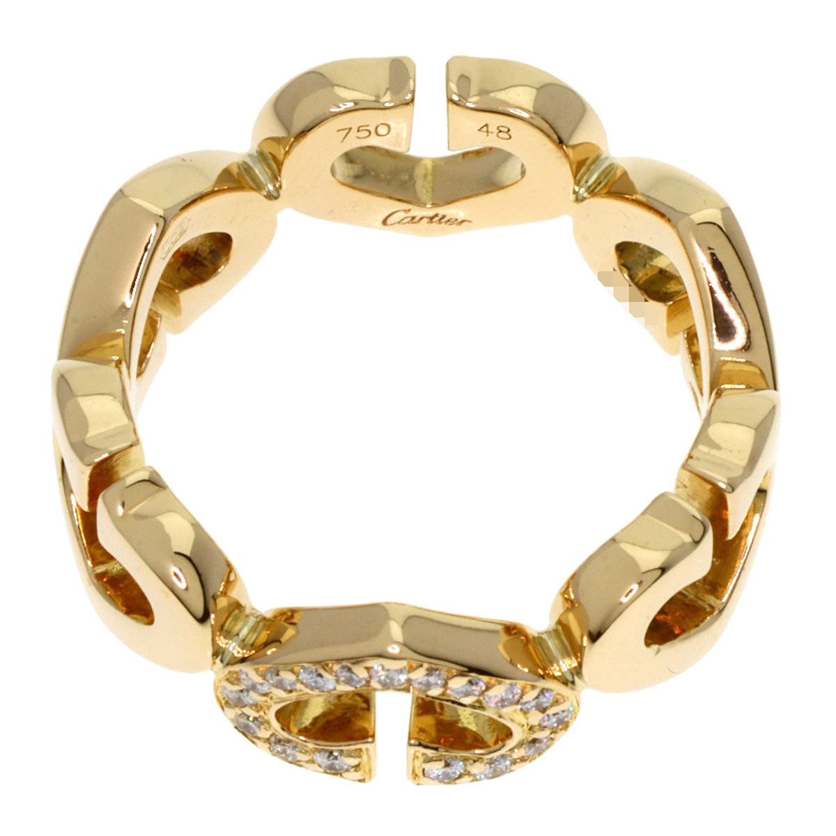 CARTIER C Heart Diamond # 48 Ring K18 Yellow Gold Ladies [Used]