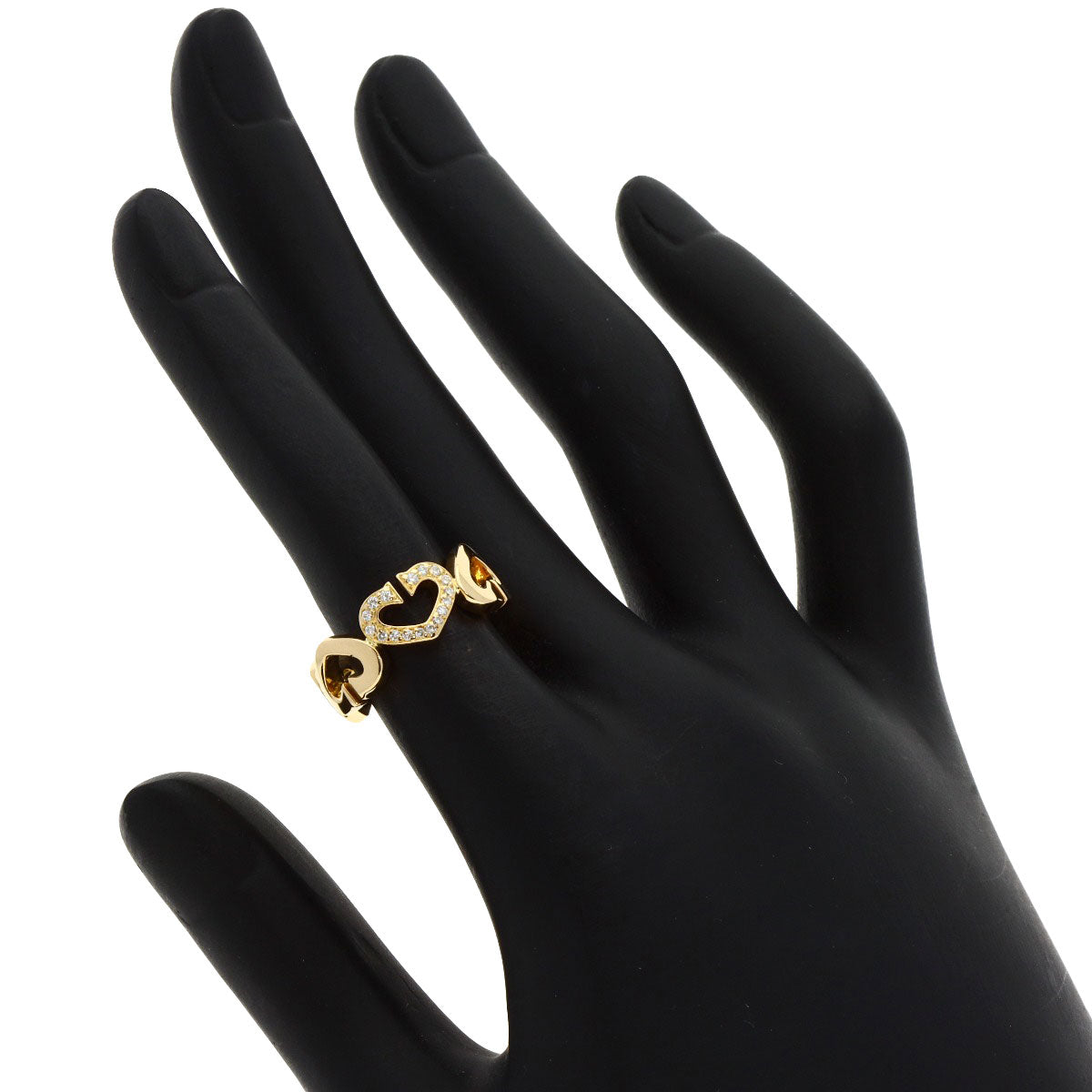 CARTIER C Heart Diamond # 48 Ring K18 Yellow Gold Ladies [Used]