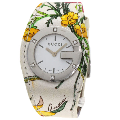GUCCI Bandeau Flora Watches YA104 Stainless Steel/Satin x Leather Ladies