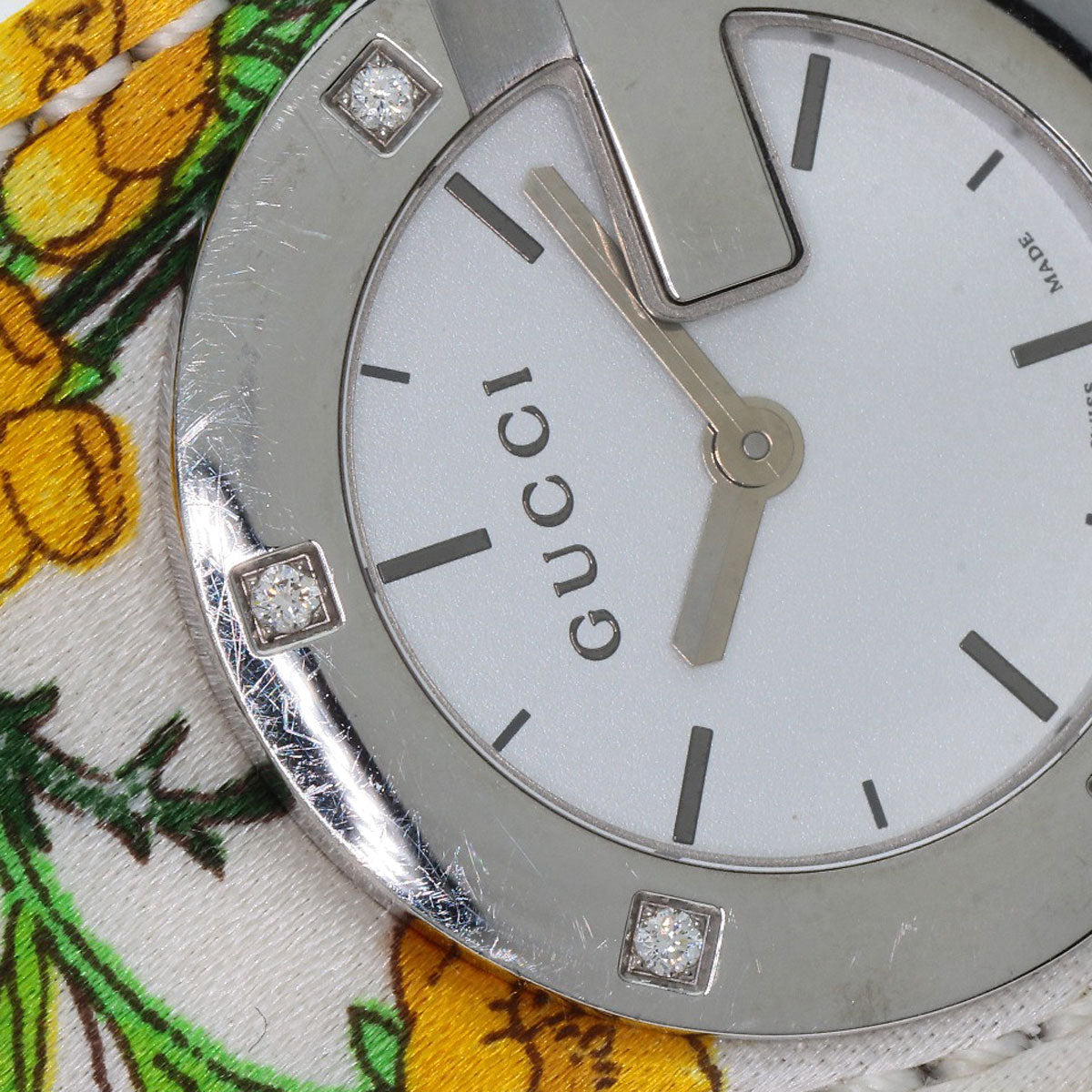 GUCCI Bandeau Flora Watches YA104 Stainless Steel/Satin x Leather Ladies