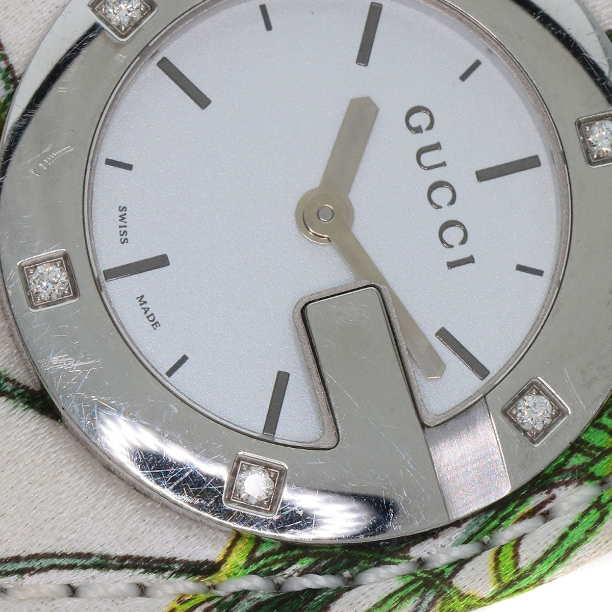 GUCCI Bandeau Flora Watches YA104 Stainless Steel/Satin x Leather Ladies