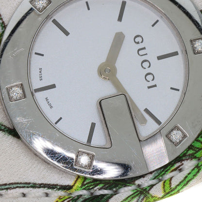 GUCCI Bandeau Flora Watches YA104 Stainless Steel/Satin x Leather Ladies