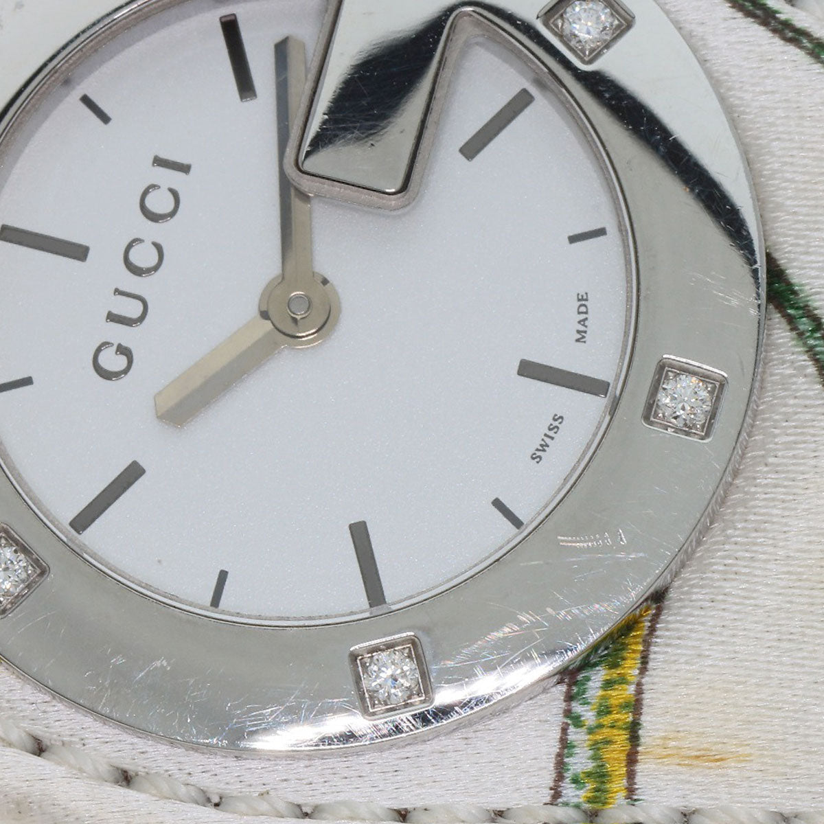 GUCCI Bandeau Flora Watches YA104 Stainless Steel/Satin x Leather Ladies