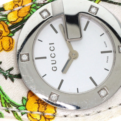 GUCCI Bandeau Flora Watches YA104 Stainless Steel/Satin x Leather Ladies