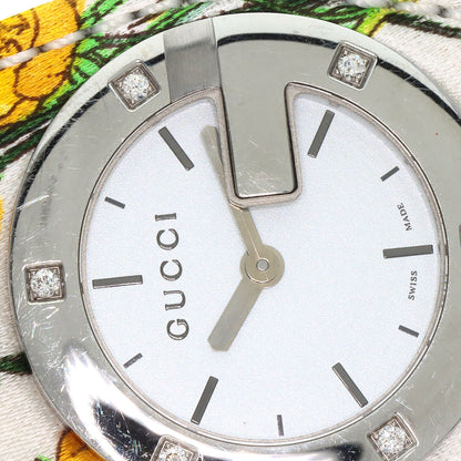 GUCCI Bandeau Flora Watches YA104 Stainless Steel/Satin x Leather Ladies