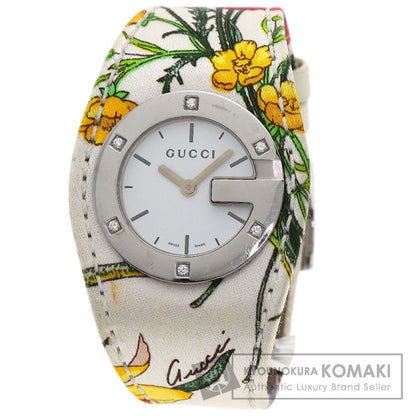 GUCCI Bandeau Flora Watches YA104 Stainless Steel/Satin x Leather Ladies