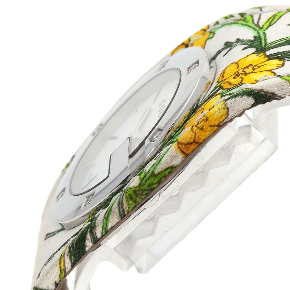 GUCCI Bandeau Flora Watches YA104 Stainless Steel/Satin x Leather Ladies